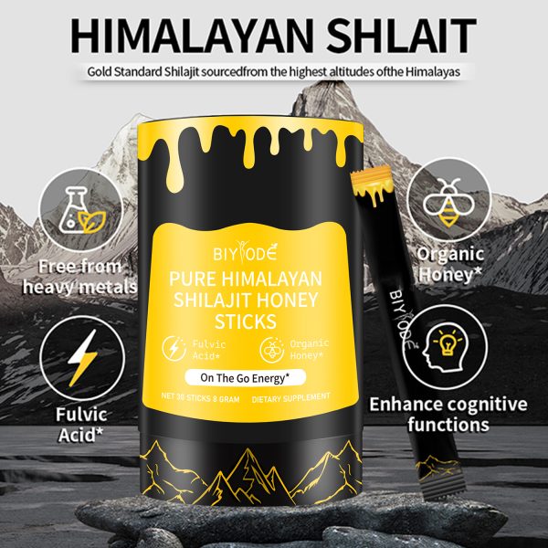 BIYODE Organic Himalayan Shilajit Sticks | Pure Honey & Saffron Infused | Energy Boost & Immune Support | Edible | 30 Sticks - Image 2