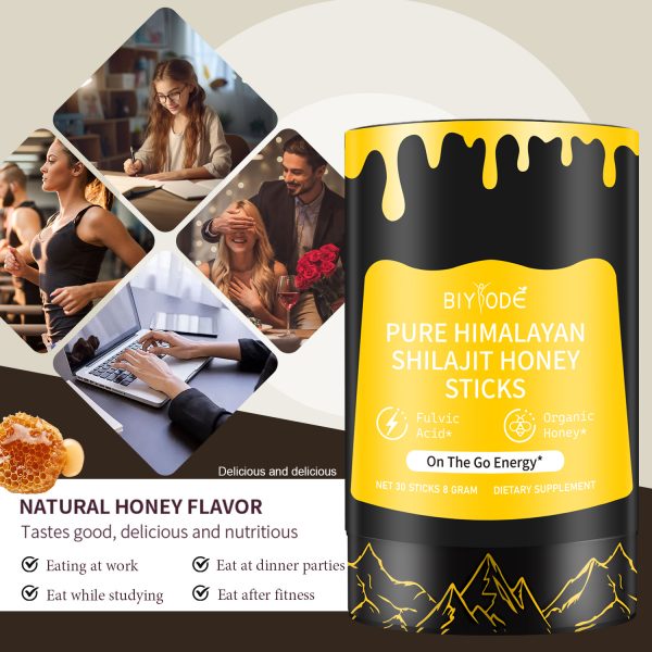 BIYODE Organic Himalayan Shilajit Sticks | Pure Honey & Saffron Infused | Energy Boost & Immune Support | Edible | 30 Sticks - Image 3
