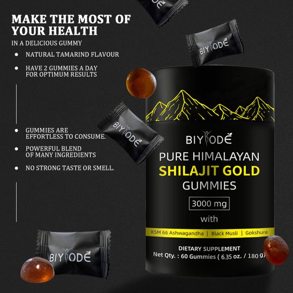 Pure Himalayan Shilajit Gummies | WithAshwagandha, Gokshura & other herbs