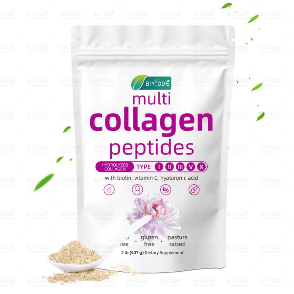 BIYODE  Multi CollagenPeptides Powder -Hydrolyzed Protein Peptides(Type l,l,ll,V,X) with Hyaluronic Acid, Biotin &Vitamin C Unflavored - Image 5