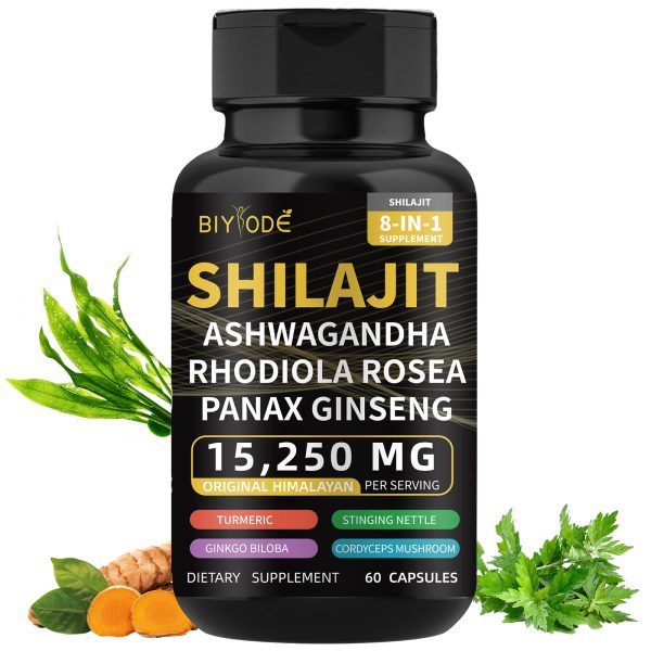BIYODE Shilajit Supplement-All-in-One MultivitaminEnergy Booster with Ashwagandha & 7+ ExtraStrength Ingredients for Men/Women -60Nutrition Capsules