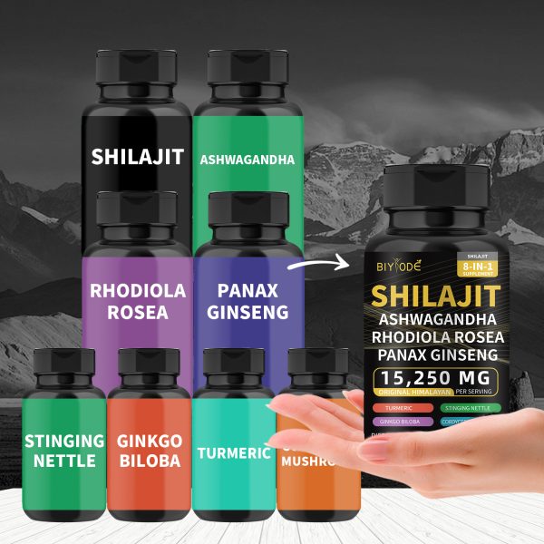 BIYODE Shilajit Supplement-All-in-One MultivitaminEnergy Booster with Ashwagandha & 7+ ExtraStrength Ingredients for Men/Women -60Nutrition Capsules - Image 6