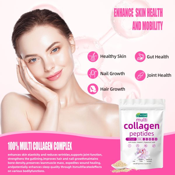 BIYODE  Multi CollagenPeptides Powder -Hydrolyzed Protein Peptides(Type l,l,ll,V,X) with Hyaluronic Acid, Biotin &Vitamin C Unflavored - Image 7