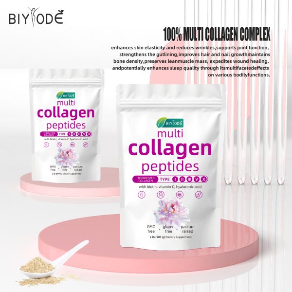 BIYODE  Multi CollagenPeptides Powder -Hydrolyzed Protein Peptides(Type l,l,ll,V,X) with Hyaluronic Acid, Biotin &Vitamin C Unflavored - Image 9